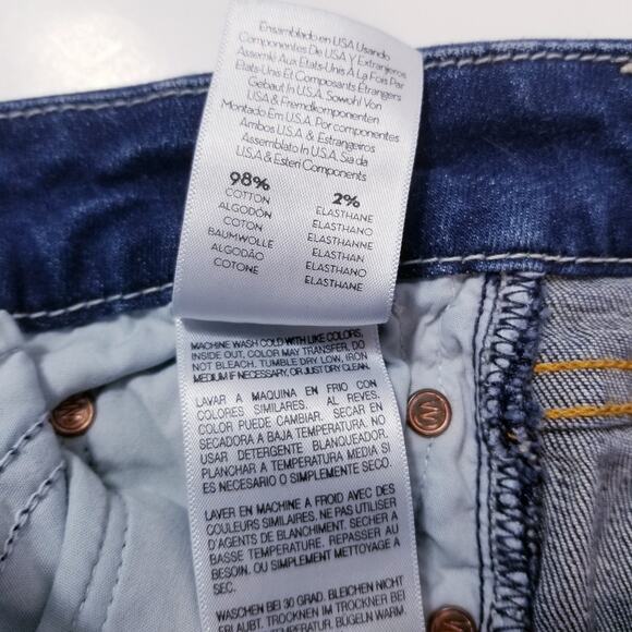 MOTHER Jeans The Looker in Rough it Up Blue Denim Distressed Skinny - Picture 13 of 16